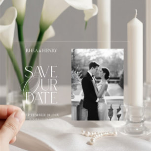Elegant Acrylic Save the Date Photo Wedding 