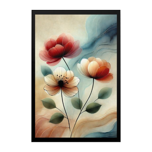 Elegant Acrylic Wall Art with Vibrant Flowers (Front)
