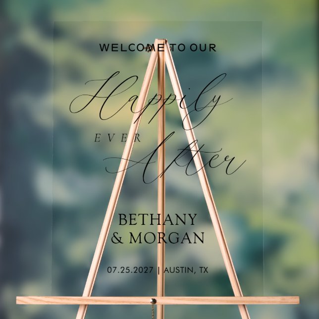 Elegant Acrylic Wedding Welcome Sign (Neutral)