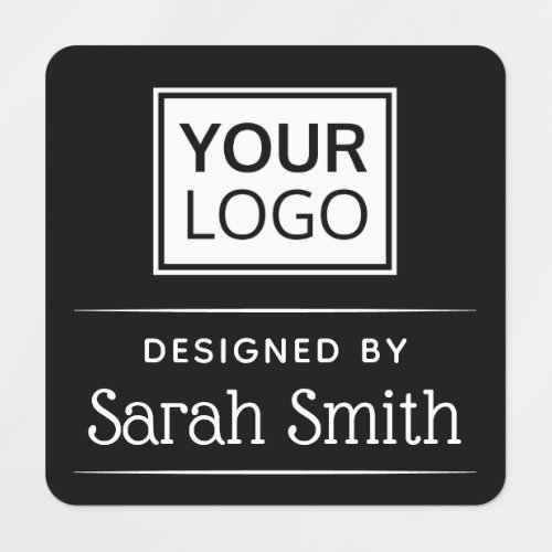 Elegant add logo text square black fabric clothing labels