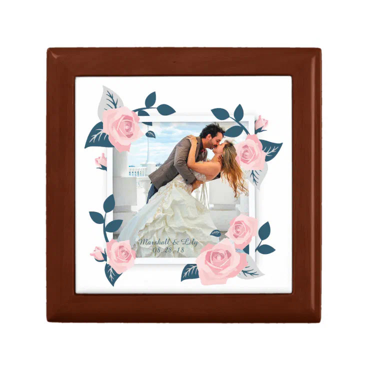 Elegant Add Your Own Photo Wedding Gift Box Zazzle