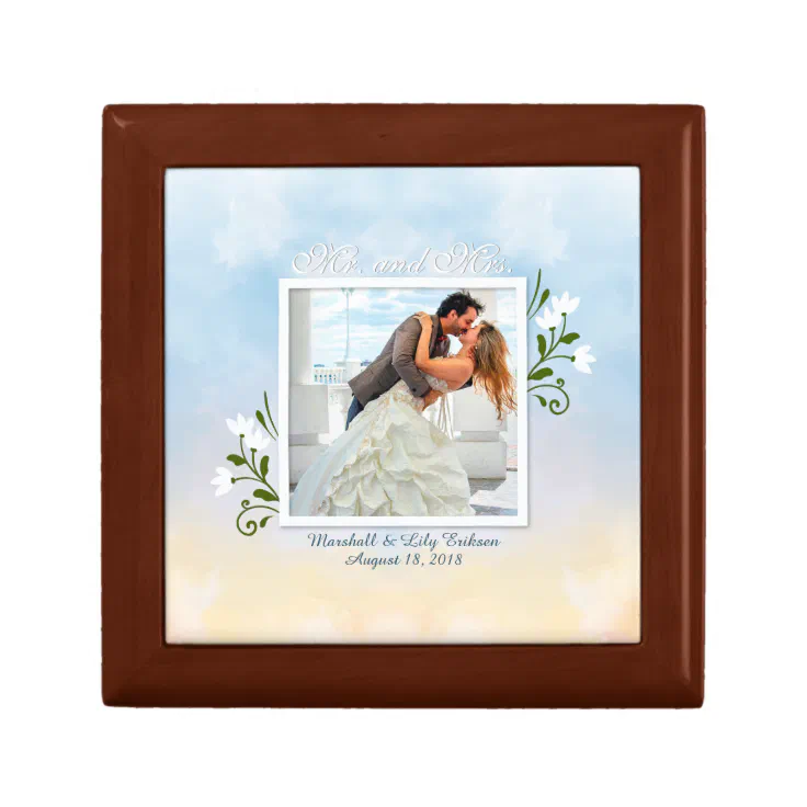Elegant Add Your Own Photo Wedding Gift Box Zazzle