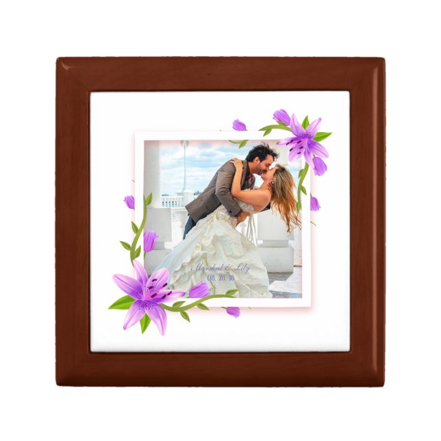 Elegant Add Your Own Photo Wedding | Gift Box (Front)