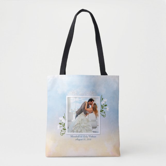 Elegant Add Your Own Photo Wedding Tote Bag (Front)