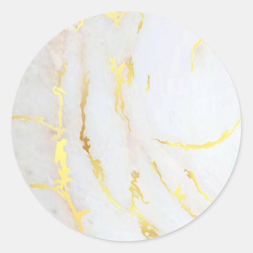 Elegant Add Your Text Gold Marble Blank Template Classic Round Sticker
