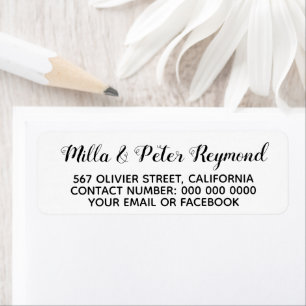 Elegant address information black white label