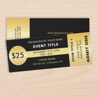 Elegant Admit One Black Gold Gala Event Template