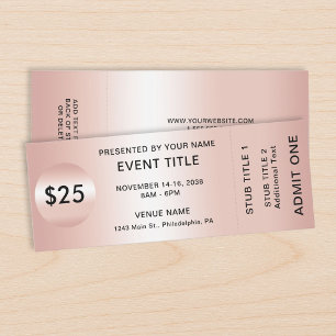 Elegant Admit One Rose Gold Gala Event Raffle Tickets