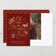 Elegant Adore Him | Photo Christmas | Gold Red Holiday Card at Zazzle