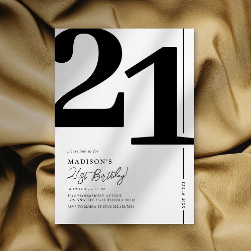 Elegant Adult 21st Birthday Party Invitation