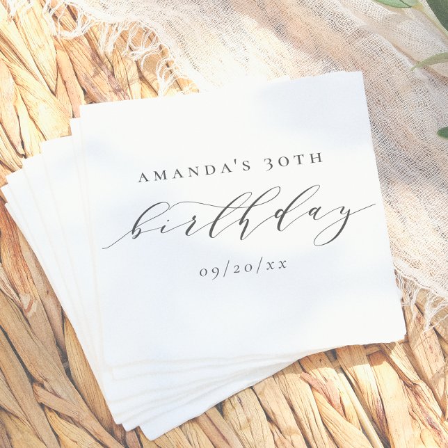 Elegant Adult Birthday Script Calligraphy  Napkins (Creator Uploaded)