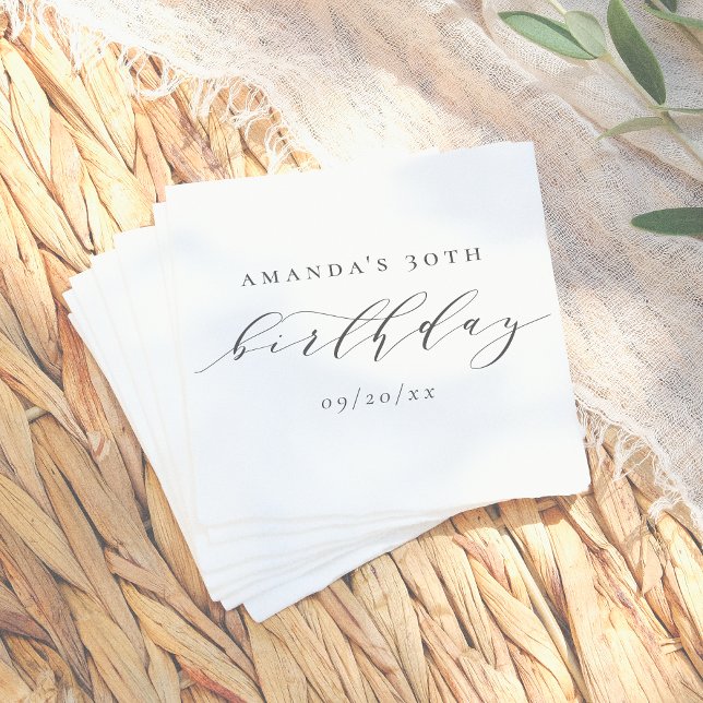 Elegant Adult Birthday Script Calligraphy  Napkins (Creator Uploaded)