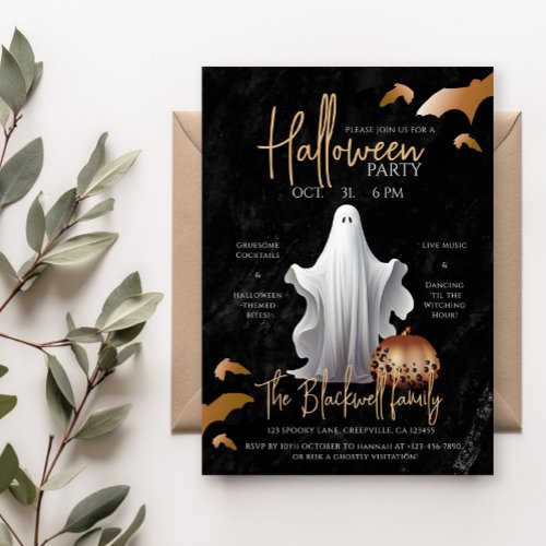 Elegant Adult Halloween Party Invitation Template 