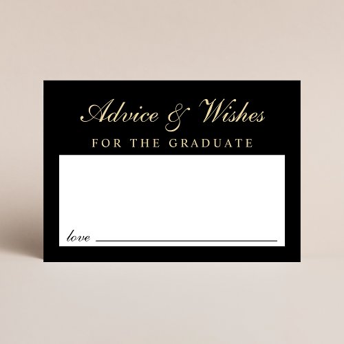 Elegant Advice For Grad Black Gold Graduation Enclosure Card