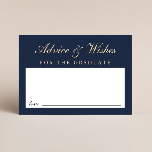 Elegant Advice For The Grad Blue Gold Graduation Enclosure Card