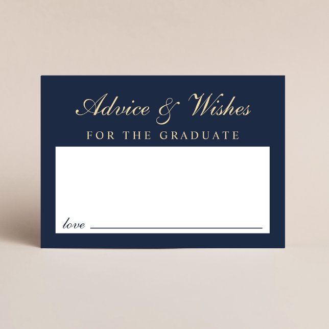 Elegant Advice For The Grad Blue Gold Graduation Enclosure Card (Creator Uploaded)