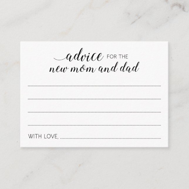 Elegant Advice for the New Mom Dad Baby Shower Card (Front)