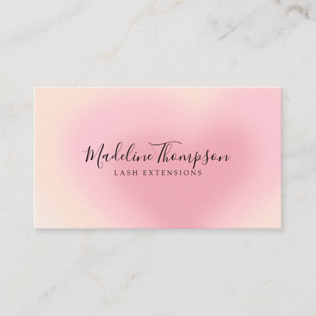 Elegant Aesthetic Ombre Pink Heart Business Card (Front)