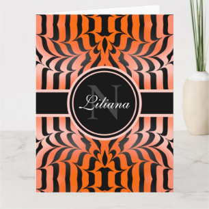 Elegant Aesthetic Orange & Black Tiger Skin Print Card