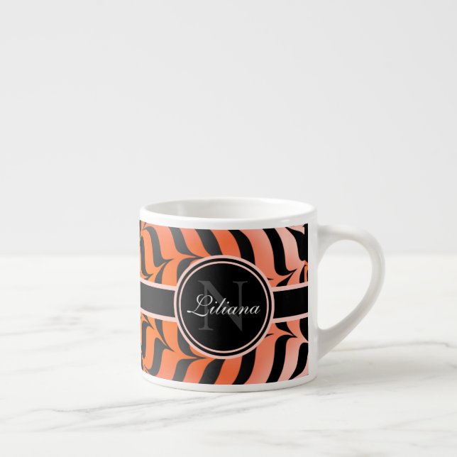 Elegant Aesthetic Orange & Black Tiger Skin Print Espresso Cup (Right)