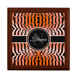 Elegant Aesthetic Orange & Black Tiger Skin Print Gift Box