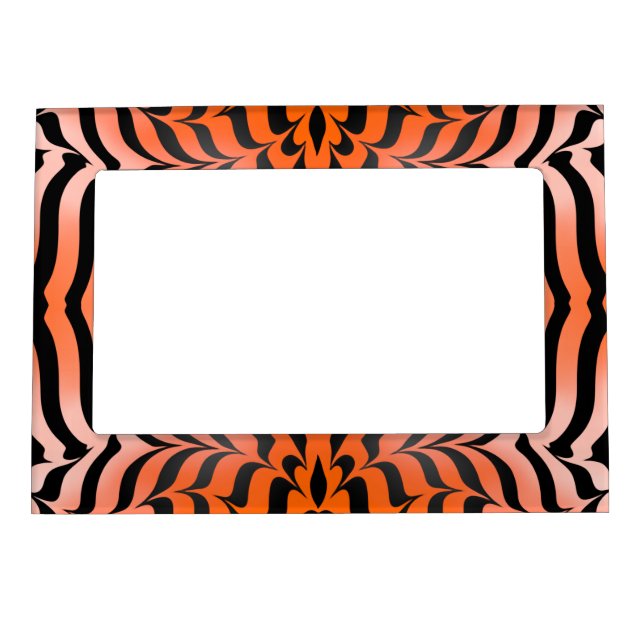 Elegant Aesthetic Orange & Black Tiger Skin Print Magnetic Frame (Front)