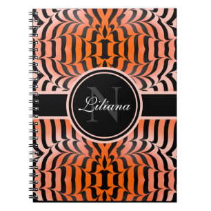 Elegant Aesthetic Orange & Black Tiger Skin Print Notebook