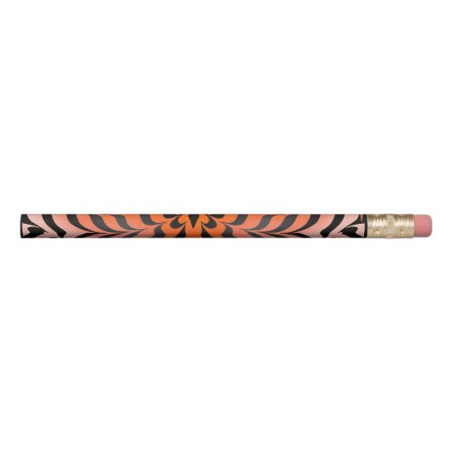 Elegant Aesthetic Orange  Black Tiger Skin Print Pencil