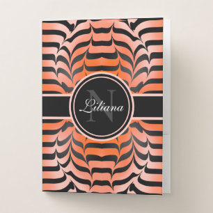 Elegant Aesthetic Orange & Black Tiger Skin Print Pocket Folder
