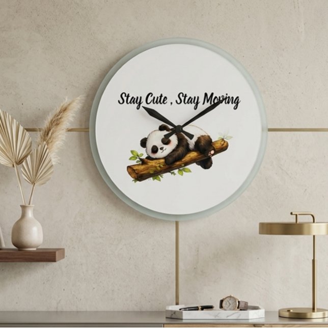 Elegant Aesthetic Panda Gift – Simple Minimal Cute Large Clock (Creator Uploaded)