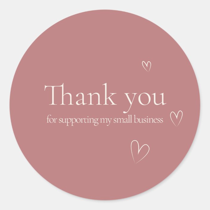 Elegant Aesthetic Pink thank you small business Classic Round Sticker ...