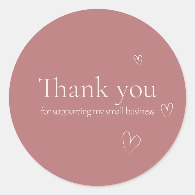 Elegant Aesthetic Pink thank you small business Classic Round Sticker