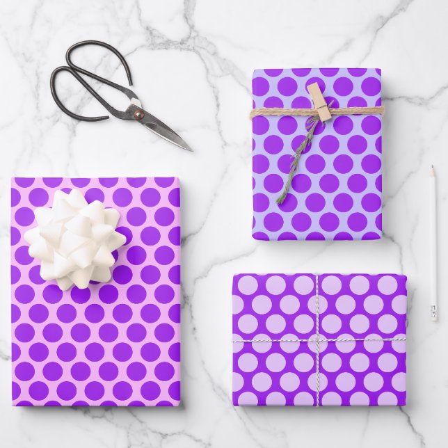 Elegant Aesthetic Purple Pattern Gift Wrapping Paper Sheets (Front)