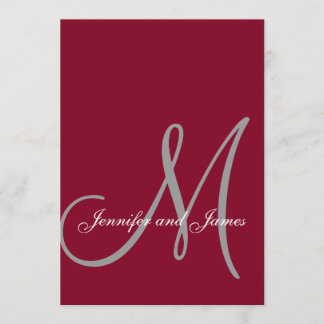 Elegant Affair Burgundy Script Monogram Wedding Invitation