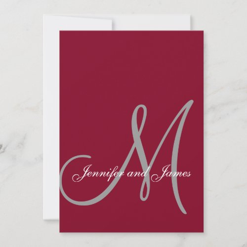 Elegant Affair Burgundy Script Monogram Wedding Invitation