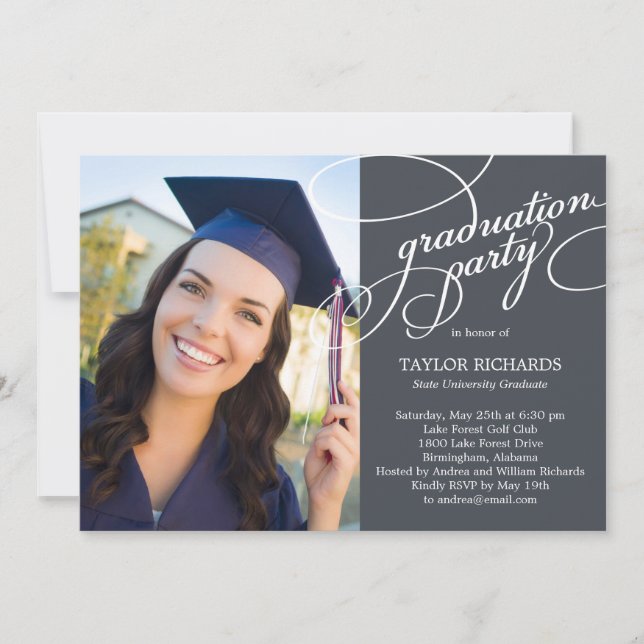 Elegant Affair Graduation Invite - Editable Color (Front)
