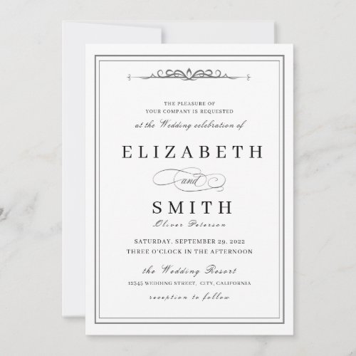 Elegant Affair minimalist Wedding  Invitation