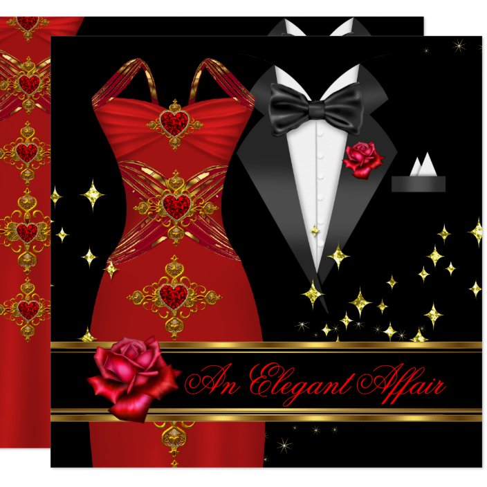rose gold with red dress