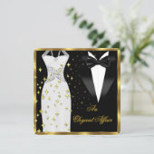 Elegant Affair White Dress Black Tie Gold Birthday Invitation (Standing Front)