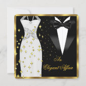 Elegant Affair White Dress Black Tie Gold Birthday Invitation (Front)