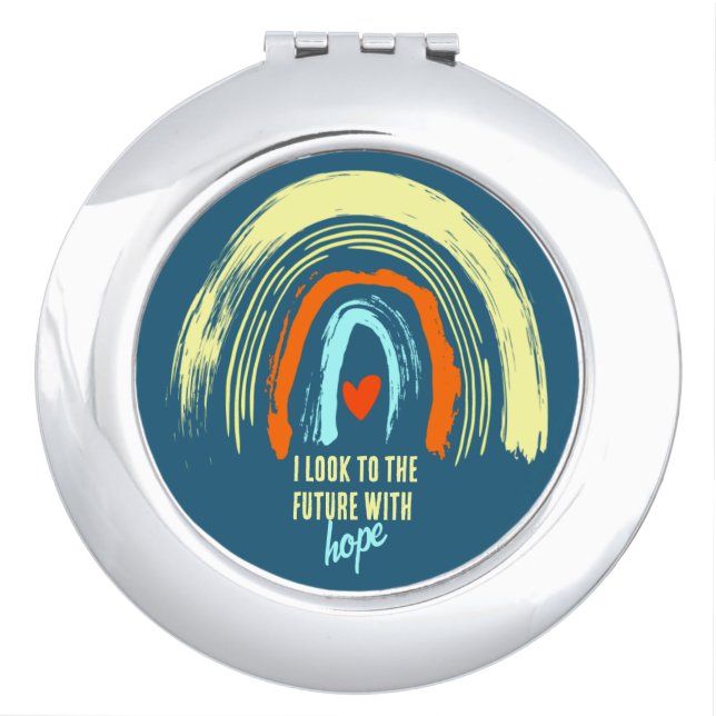 ELEGANT AFFIRMATION QUOTE RETRO BOHO RAINBOW  COMPACT MIRROR (Front)