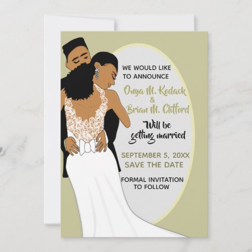 Elegant African American Couple Save The Date  Invitation