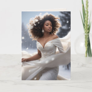 Elegant African American Diva Snowy Holiday Card