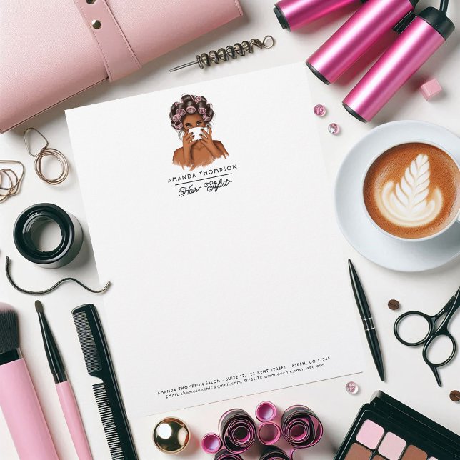 Elegant African American Hair Salon Letterhead (Elegant African American Hair Salon Letterhead)