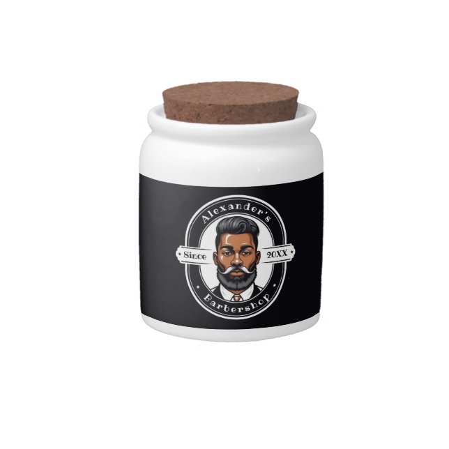 Elegant African American Man Candy Jar (Front)