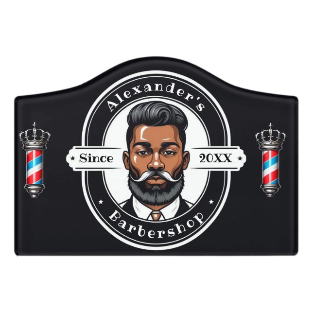 Elegant African American Man Door Sign (Small Crest Front)