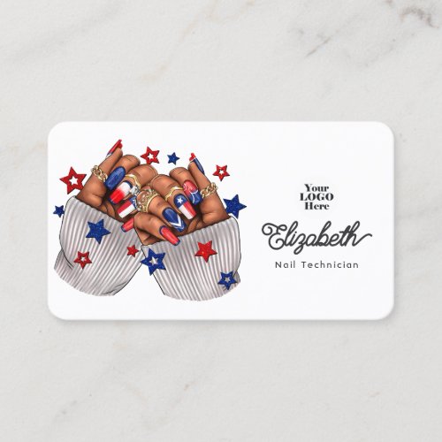 Elegant African American Texan Nail Salon Branding Business Card