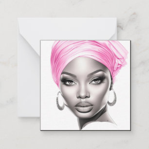 Elegant African American Woman in Pink Note Card