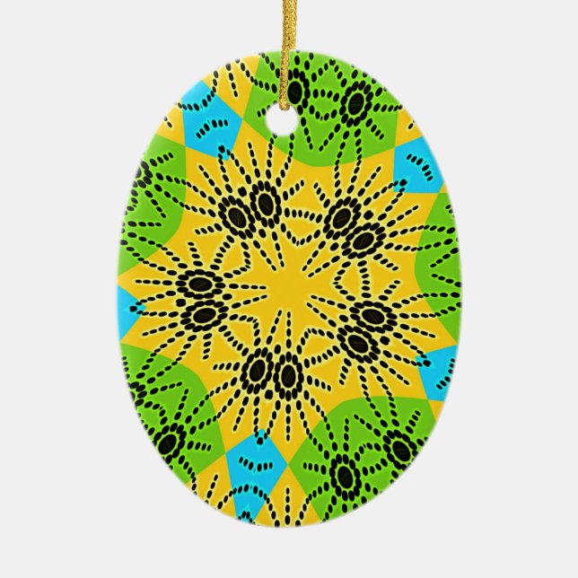Elegant African-Inspired Spider Traditional Motif  Ceramic Ornament (Front)