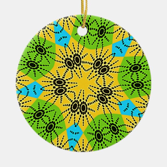 Elegant African-Inspired Spider Traditional Motif  Ceramic Ornament (Front)